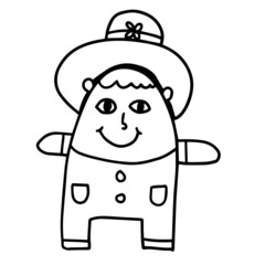 Cute funny farmer character isolated on white background. Little farm gnome