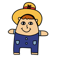 Cute funny farmer character isolated on white background. Little farm gnome