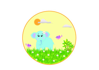 Elephant on garden kids art