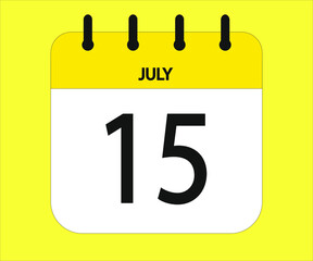 July 15th yellow calendar icon for days of the month