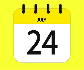 July 24th yellow calendar icon for days of the month