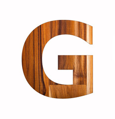 Wooden alphabet capital letter G - Black background