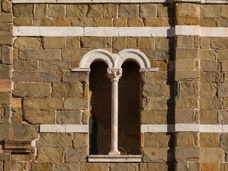 Medieval architecture in Lucca. A 12th century Bifora tye window with central column