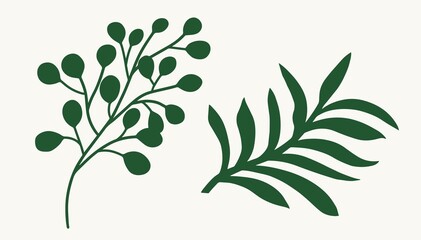 Green tropical plant leaf isolated vector on a white background