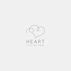 Heart thin line logo concept, love symbol, minimalism. Icon with curls and spirals. Vector illustration.