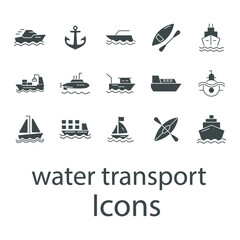 Water Transport  icons set . Water Transport  pack symbol vector elements for infographic web