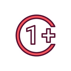 Age limit line color icon. Physiotherapy, acupuncture.