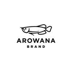 Arowana fish logo in line art style. Simple and minimal fresh water arowana fish icon outline design 