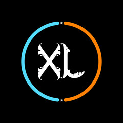 XL Letter Logo design. black background.