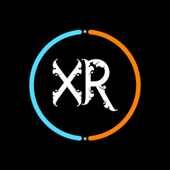 XR Letter Logo design. black background.