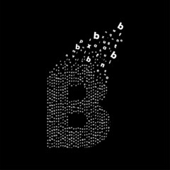 Letter B animated pixel letter logo. Learning letters education. Modern capital letter pixel growing upwards. Dissolved and dispersed animated dot letter art. Integrative pixel movement.