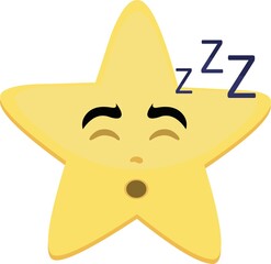 Vector cartoon character illustration of a sleeping star