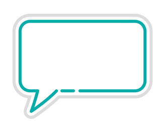 Illustration of a three-dimensional comment balloon and a speech balloon with a hand-drawn touch. Rounded square speech balloon.