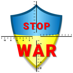 Stop the war. Ukraine is in danger. Country in the optical sight.