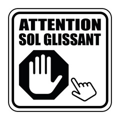 Logo attention sol glissant.