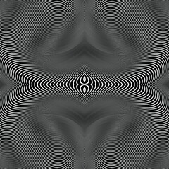 Vector Strips Abstract Background.Abstract hypnotic pattern with black-white Curved striped lines. Psychedelic background. optical illusion. Modern design graphic texture.optical art background wave