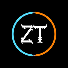 ZT Letter Logo design. black background.