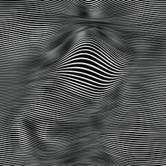 Vector Strips Abstract Background.Abstract hypnotic pattern with black-white striped lines. Psychedelic background. Op art, optical illusion. Modern design, graphic texture.optical art background wave