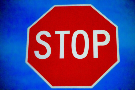 Red Stop Sign with Night Sky in USA