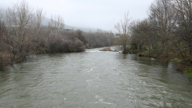 Jarama river as it passes through Madrid, Spain.