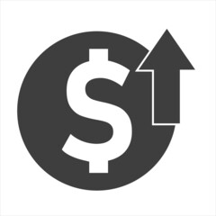 Dollar up Icon Flat Style Isolated Vector Illustration