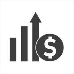Dollar up Icon Flat Style Isolated Vector Illustration