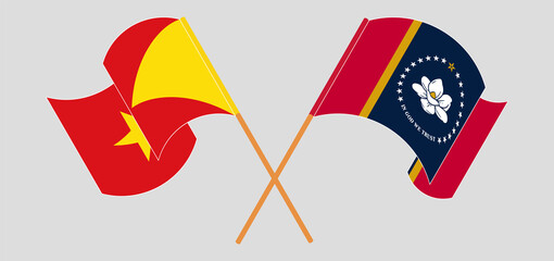 Crossed and waving flags of Tigray and The State of Mississippi