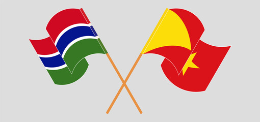 Crossed and waving flags of the Gambia and Tigray