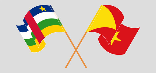 Crossed and waving flags of Central African Republic and Tigray