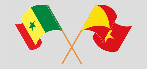 Crossed and waving flags of Senegal and Tigray