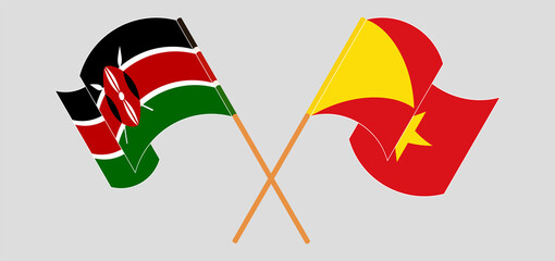 Crossed and waving flags of Kenya and Tigray