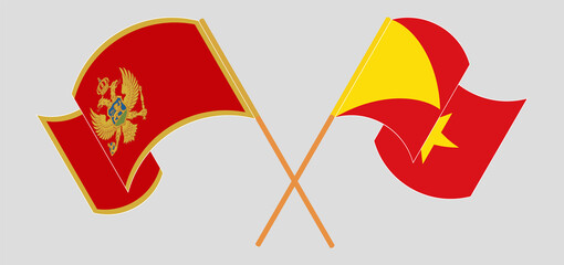 Crossed and waving flags of Montenegro and Tigray