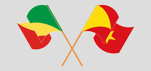 Crossed and waving flags of Republic of the Congo and Tigray