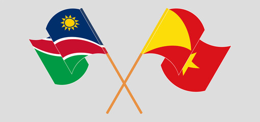 Crossed and waving flags of Namibia and Tigray
