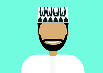 Arabic Man with Omani Hat, Character From Oman