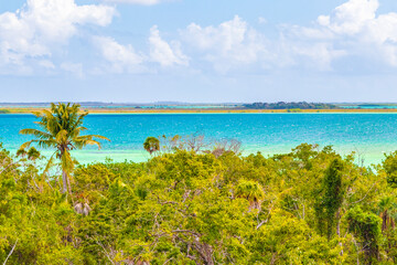 Muyil Lagoon panorama view in tropical jungle of amazing Mexico.