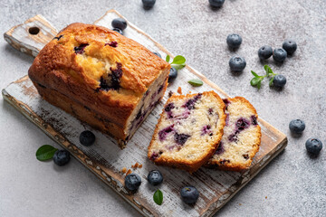 Blueberry loaf pound cake with fresh blueberries