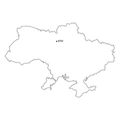 High detailed vector map with contour - Ukraine . Vector illustration