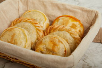 Argentinean Empanadas in a basket.
