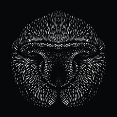 The Vector logo cat or dog nose for T-shirt design or outwear.  Hunting style nose background.