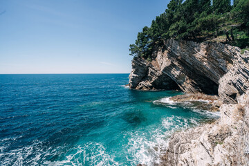 Emerald Sea and Rocks in Montenegro Petrovac
