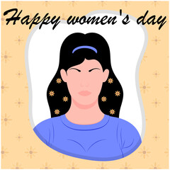 Fototapeta na wymiar Woman - international women's day- illustration of a person - background yellow - flowers pattern