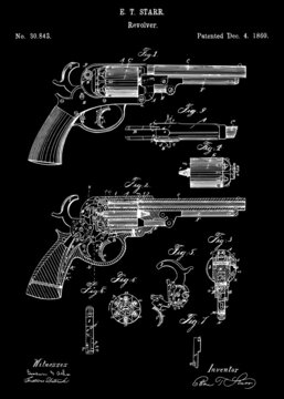 1860 Revolver Gun Patent Art