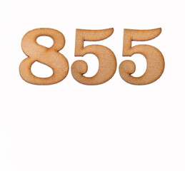Number 855 - Piece of wood isolated on white background
