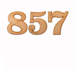 Number 857 - Piece of wood isolated on white background