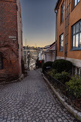 old houses in the old town, Damstredet, Oslo, Norway