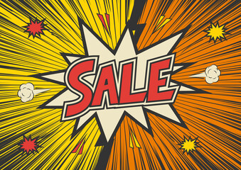 レトロアメコミ風セールテンプレート Vintage pop art style illustration. comics.	