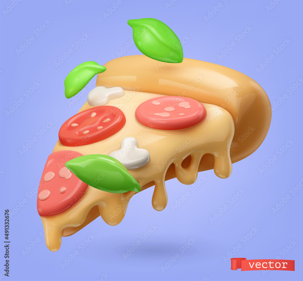 Wall mural pizza 3d realistic render vector icon