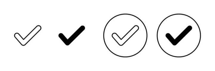 Check mark icons set. Tick mark sign and symbol