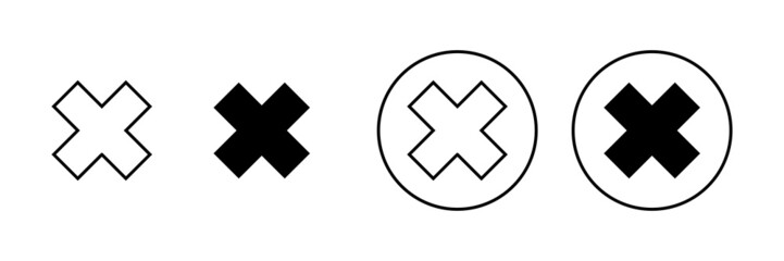 Close icons set. Delete sign and symbol. cross sign